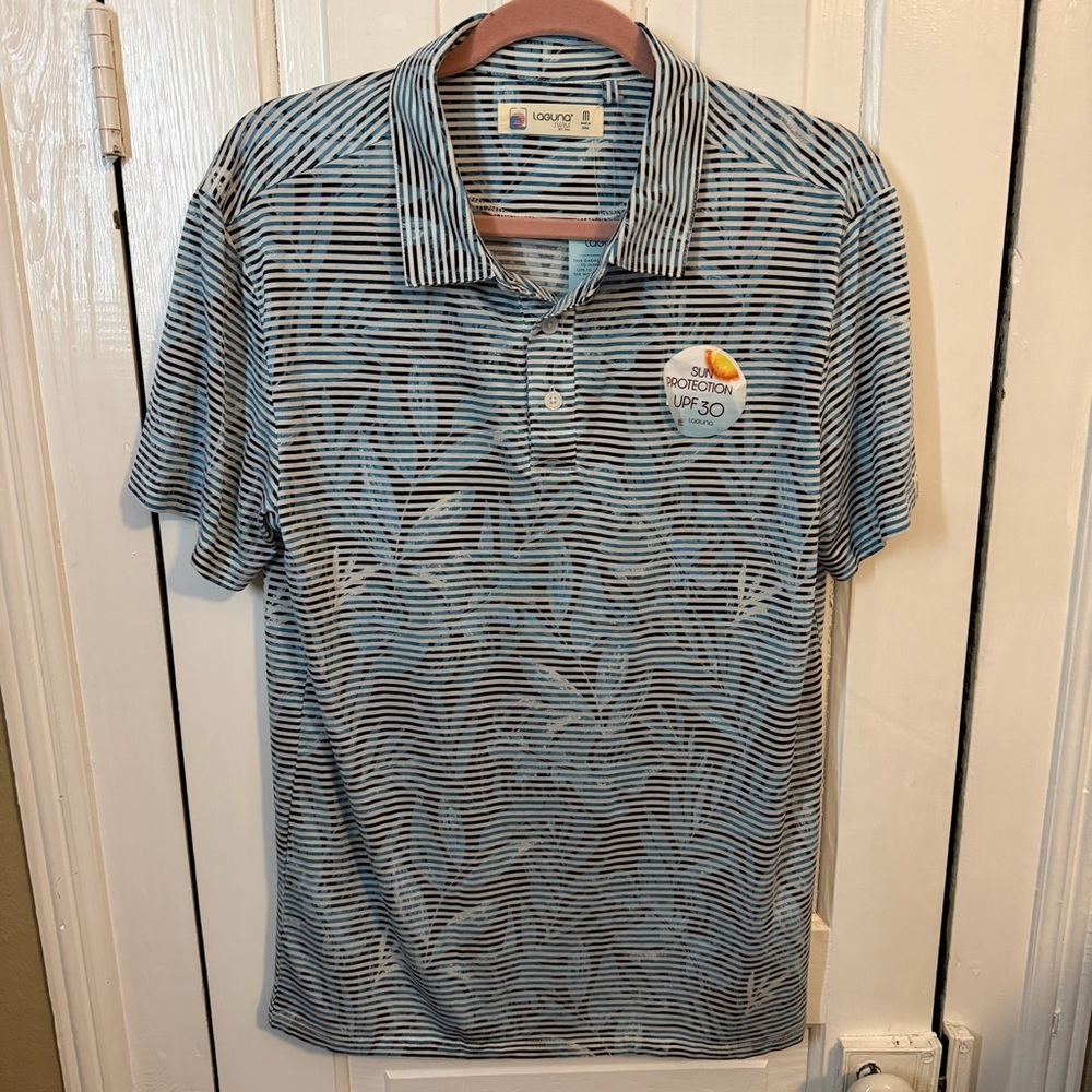 Laguna Swim UPF 30 Striped Polo Shirt Men’s Medium
